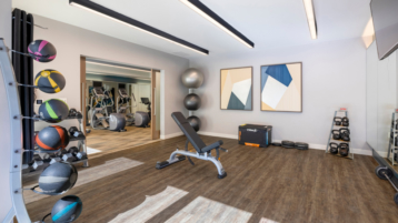 Brompton House fitness space with weights